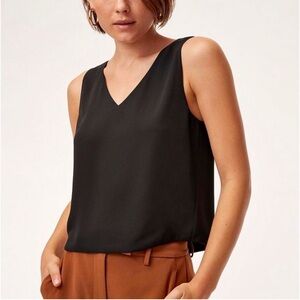 SUGAR RAIN - Black V-Neck Sleeveless Blouse | Flowy Layered Top With Lining